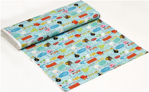 Hello animals canvas designer fabric by Nancy Wolff Kokka 3