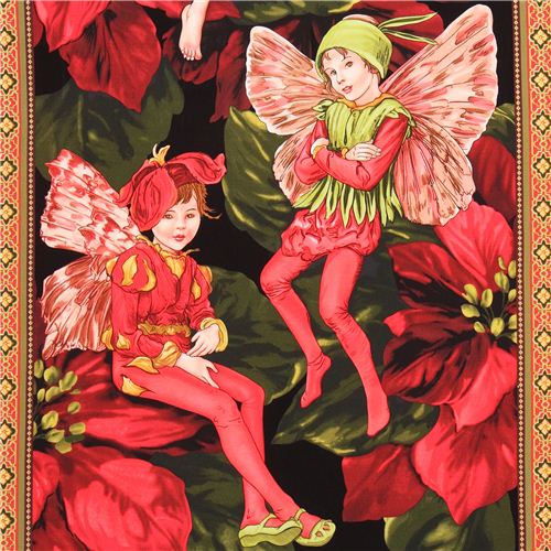 tessuto fiabe Holiday Fairies Panel Michael Miller Tessuto