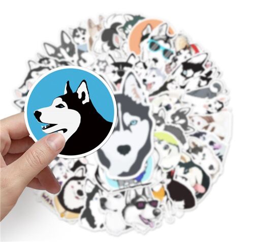 Huskies 50 einzigartige Designs Sibirische Hunde Welpen gestanzte Aufkleberpackung 2