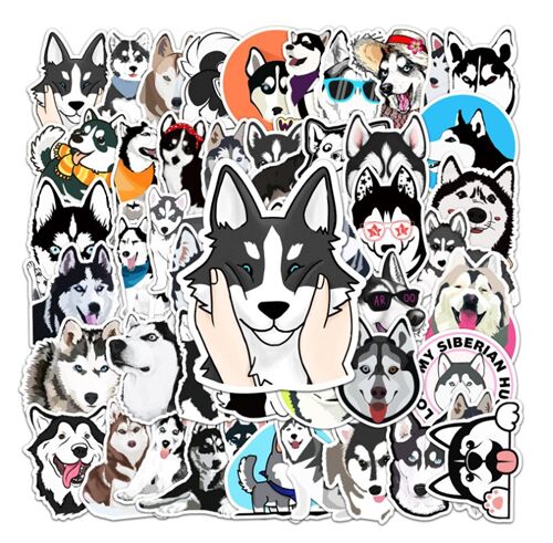Huskies 50 einzigartige Designs Sibirische Hunde Welpen gestanzte Aufkleberpackung 4