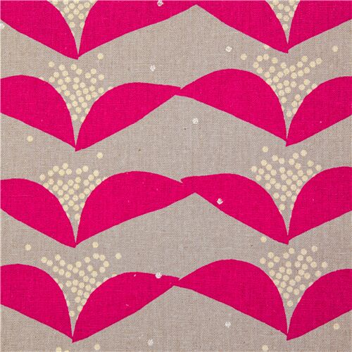Japanese Tsubomi Flower Bud Rows Fabric by Echino Fabrics Fabric