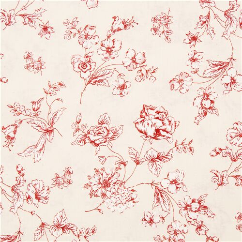 tessuto dal Giappone cotone camicie rose rosse illustrate motivo floreale Tessuto