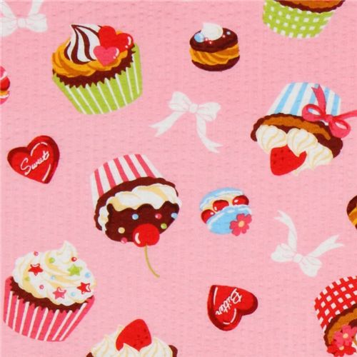 Japanese Cosmo fabric cupcakes macaroons pink 1