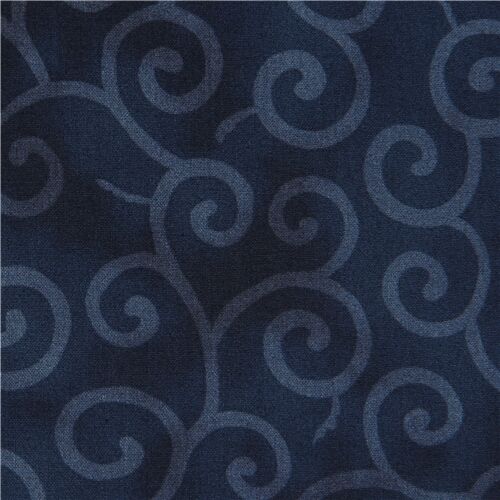 Japanese dark blue fabric with swirls from Japan Fabric