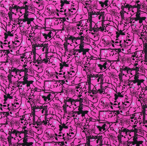 Japanese fabric pink roses chains crosses glitter 2
