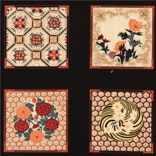 Tissu Timeless Treasures patchwork de fleurs japonaises Tissu