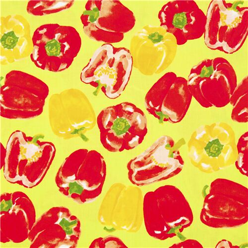 Tumbing Painted Capsicum Bell Peppers Fabric