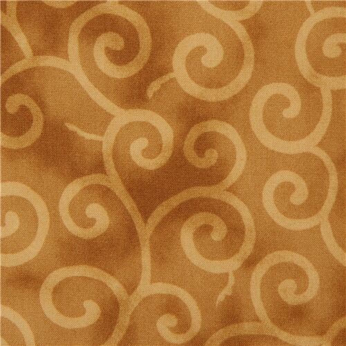 Japanese Karakusa Vines Mustard Browm Fabric