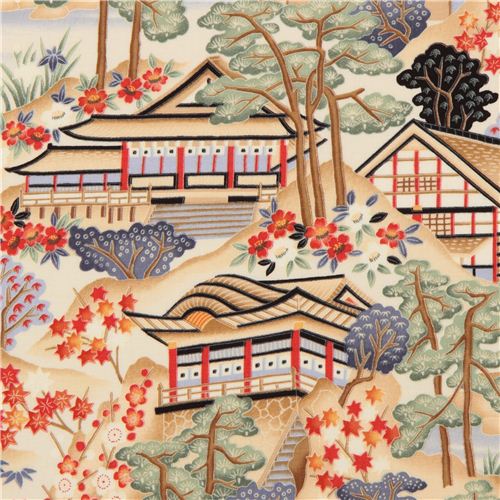 Japanese scenery fabric tree flower Timeless Treasures Fabric