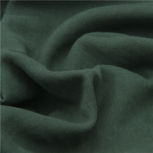 tessuto verde scuro tinta unita Kokka doppio velo  Tessuto
