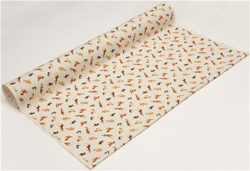 Kokka Canvas fabric with bunny giraffe bird from Japan 3