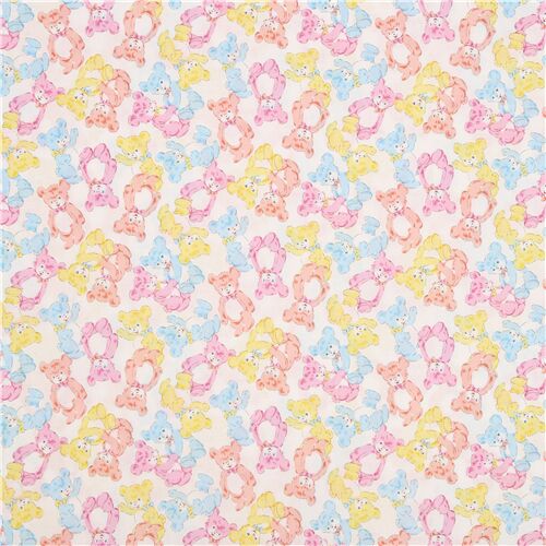 Resto de (28 x 108 cm) - Kokka tela algod�n ositos retro de colores rosa azul naranja 2