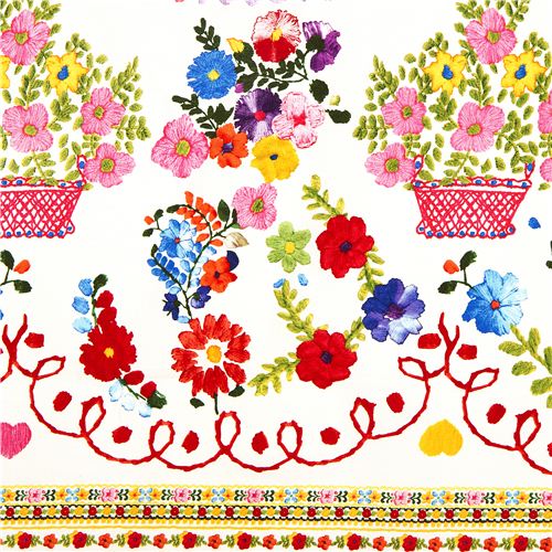 Kokka fabric Candy Party with flowers & border Japan 2
