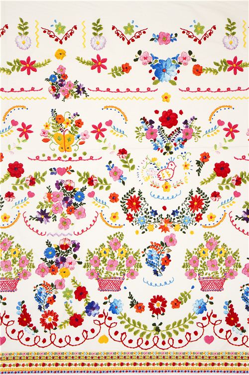Kokka fabric Candy Party with flowers & border Japan 3