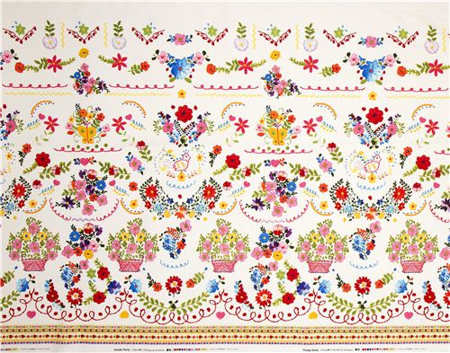 Kokka fabric Candy Party with flowers & border Japan 4