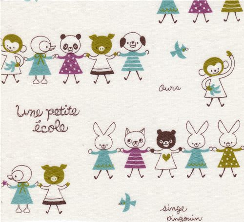 Kokka fabric animal children Kokka fabric animal kids children animals Kokka Stoff Tierkinder Tiere