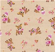 cute baby deer Kokka Fabric from Japan brown LIMITED Tela
