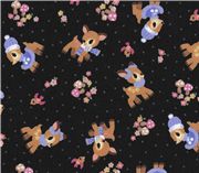 cute Bambi Kokka Fabric from Japan black LIMITED Tela