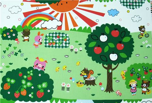 Kokka fabric park bear Kokka fabric bear park Kokka Stoff squirrel Baer Eichhörnchen bunny Hasen