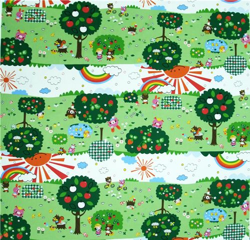 Kokka fabric park bear Kokka fabric bear park Kokka Stoff squirrel Baer Eichhörnchen bunny Hasen