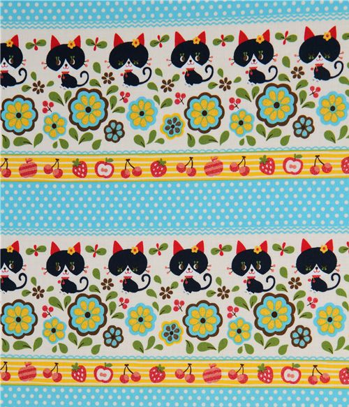Kokka fabric black kitty Kokka Stoff schwarze Katze