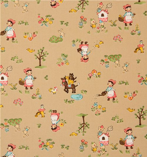 Kokka fabric farm girl Kokka fabric farm girl Kokka Stoff Bauernmädchen