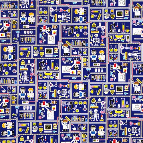 Kokka fabric for boys chemistry lab, teacher, student 2
