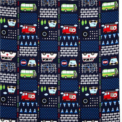 Kokka fabric for boys with cars fire engine bus 2