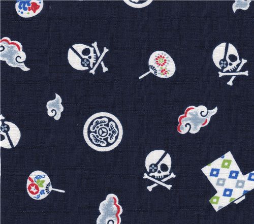 Kokka fabric japanese tradition skulls Kokka Stoff Totenkopf japanische Tradition