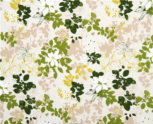 Kokka fabric green leaves Kokka Stoff gr�ne Bl�tter