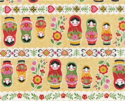 Kokka fabric matryoshka Kokka Stoff Matroschka russian doll russische Puppe