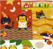 Monkey Kitty orange Kokka Fabric Japan kawaii half yard Tela