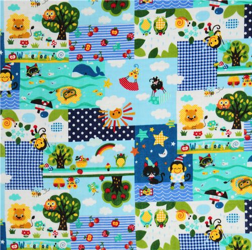 Kokka fabric black kitty monkey Kokka Stoff schwarze Katze Affe