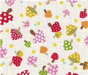 Toadstool mushroom white Kokka Fabric Japan half yard Tessuto