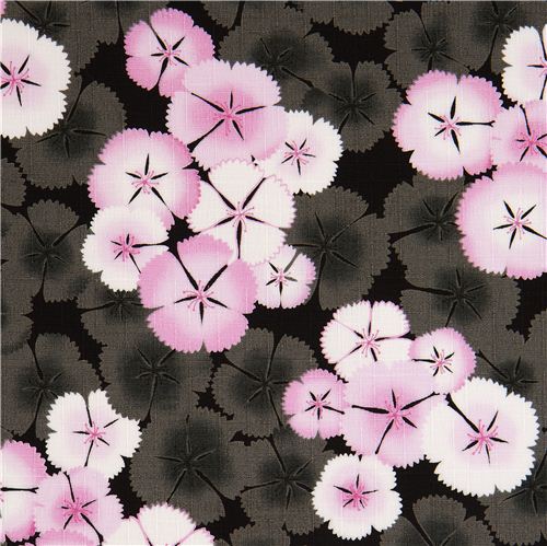 Kokka fabric with grey cherry blossoms flower Japan 1