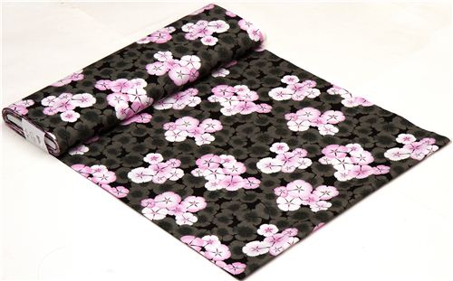 Kokka fabric with grey cherry blossoms flower Japan 3