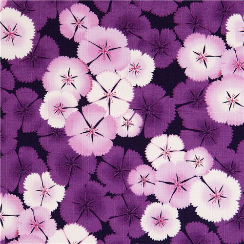 Kokka fabric with purple cherry blossoms flower Japan 1