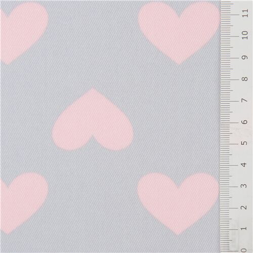 Stoffrest (38 x 110 cm) - Kokka grauer Feink�per mit hellrosa Herzen 2