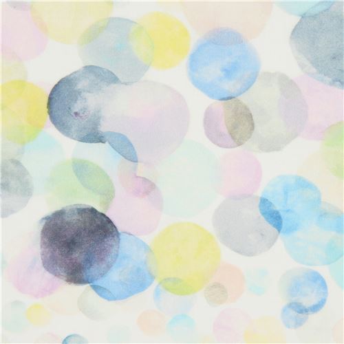 Weißer Stoff mit bunten Punkten im Aquarellstil von Kokka Stoff