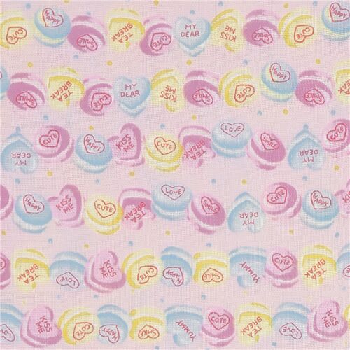 rosa doppellagige Gaze Stoff mit Zuckerherzen Worte Love Cute Stoff