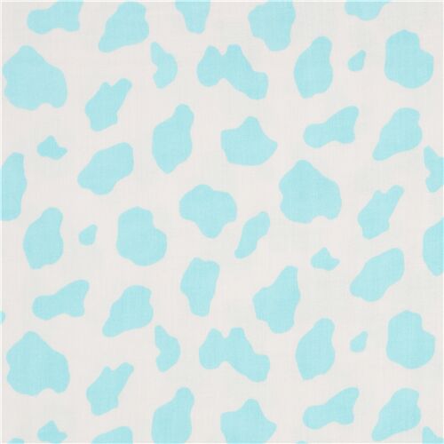 Tissu double gaze blanc avec des taches de peau de vache bleues Tissu