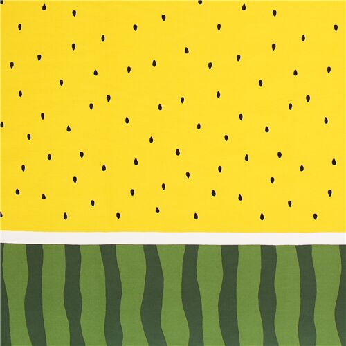 Tissu Oxford jaune à double bordure série aliments motif de pastèque Tissu