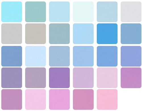 Kona Cotton Pastel 101 Robert Kaufman rainbow fabric bundle 5