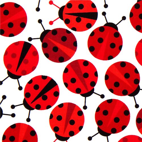 Tissu jersey lisse extra large blanc avec des coccinelles Tissu