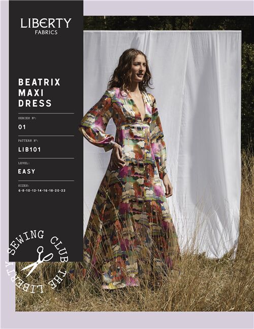 Liberty Fabrics patrón de costura vestido largo corte imperio Beatrix Maxi Dress