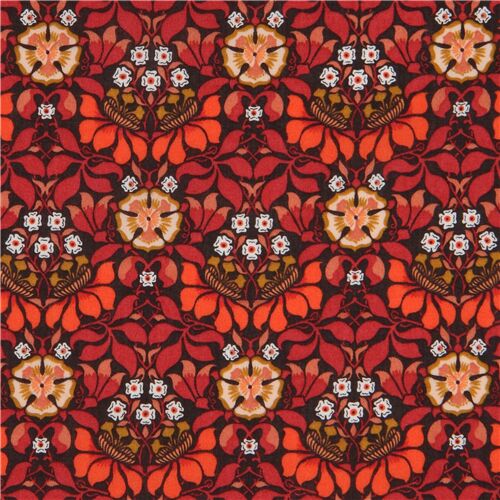 tessuto cotone Tana Lawn fiori motivo damascato Tessuto