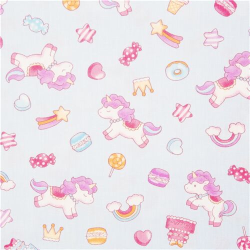 Kawaii Unicorn Shooting Stars Candy Fabric