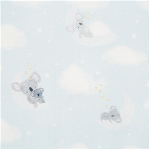 Koala Sleeping Dreaming Clouds Moon Stars Fabric