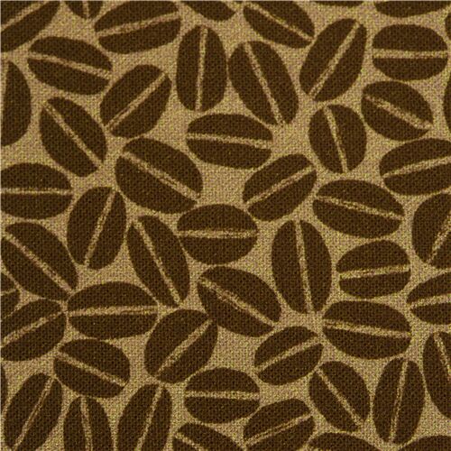 Tissu en coton Michael Miller marron clair avec des grains de café marron foncé Tissu