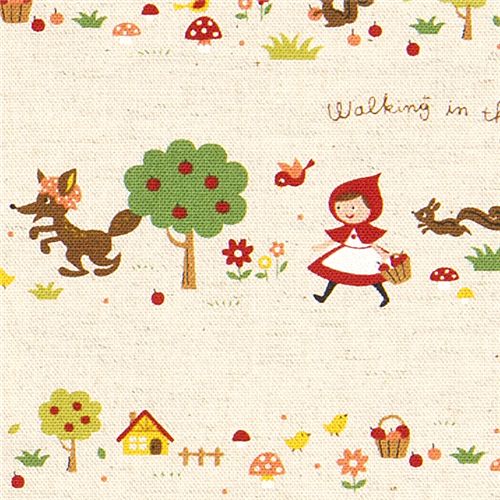 Little Red Riding Hood Canvas Fairy Tale Fabric Kokka Tela